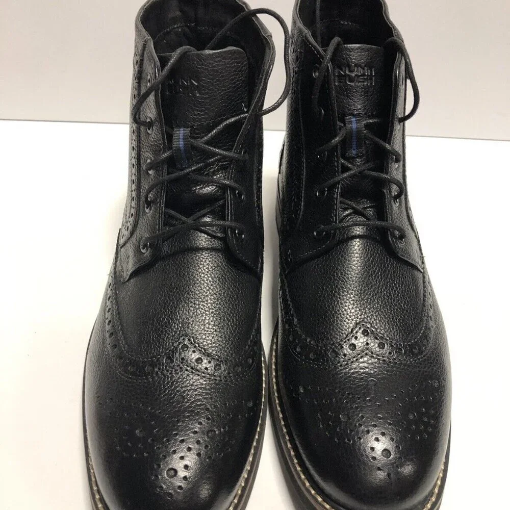 Nunn Bush Men’s Odell Wingtip, Black Leather Boots, Size 10 XW